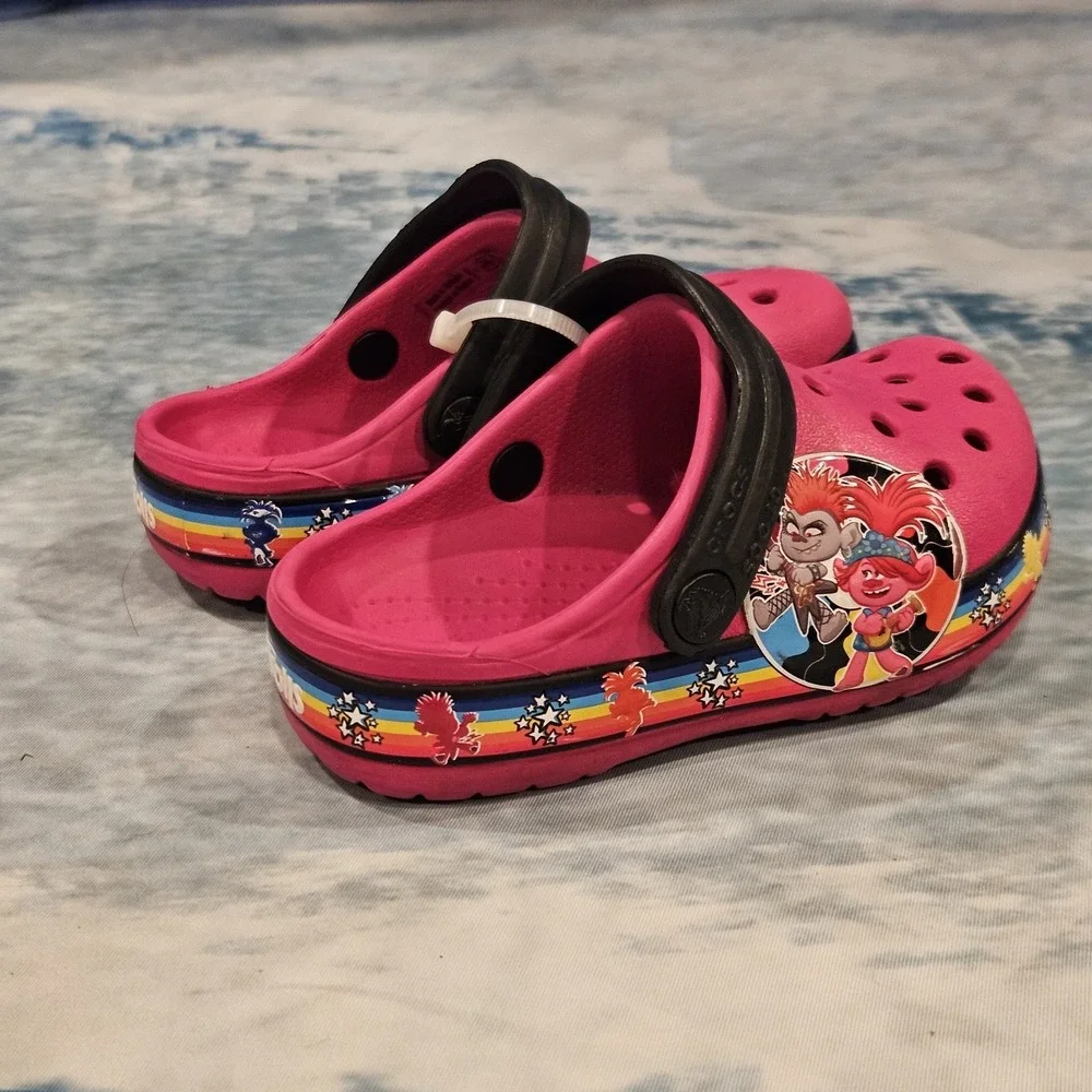 Crocs Trolls‎ Toddler Size 7 Pink Clogs Slip On Kids Shoes